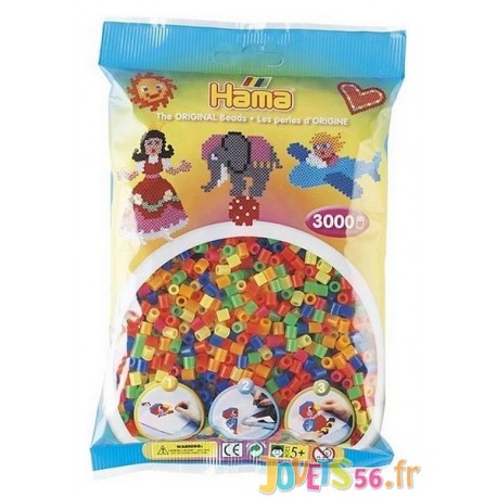 SACHET 3000 PERLES HAMA MELANGE NEON - Jouets56.fr - Magasin jeux et jouets dans Morbihan en Bretagne