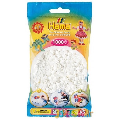 SACHET 1000 PERLES HAMA BLANCHES - Jouets56.fr - Magasin jeux et jouets dans Morbihan en Bretagne