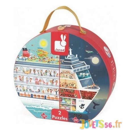 VALISETTE 2 PUZZLES 100 ET 200PCES 70X56CM BATEAUX DE CROISIERE - Jouets56.fr - Magasin jeux et jouets dans Morbihan en Bretagne