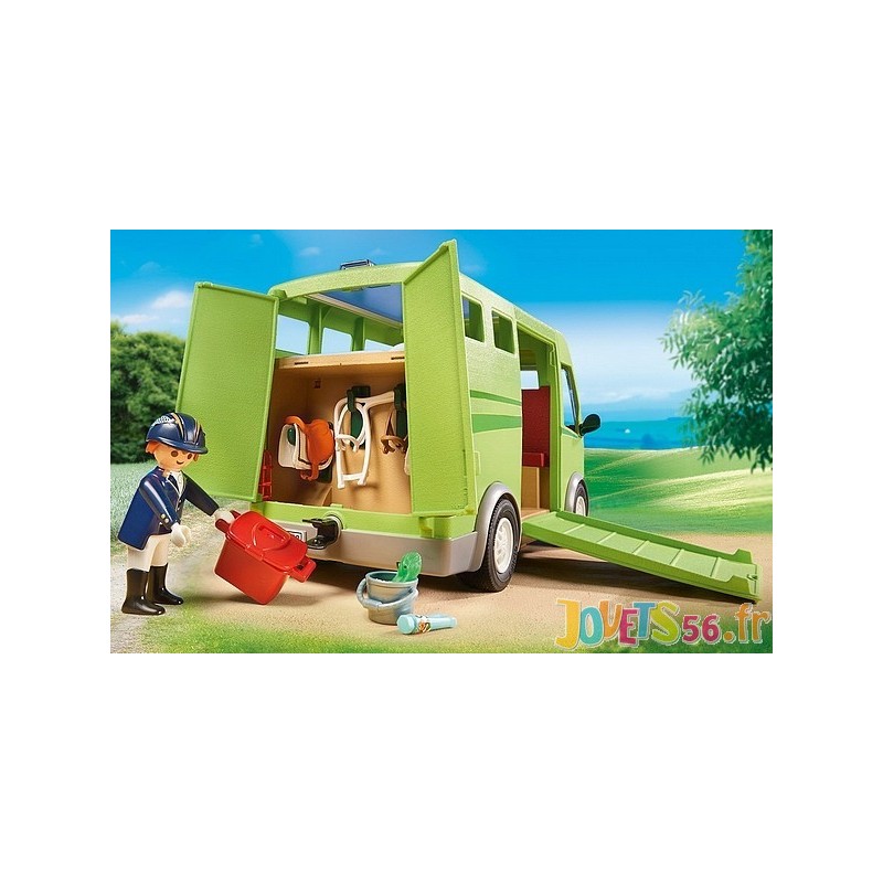 Playmobil 6928 Cavalier avec van et cheval : : Jeux et Jouets