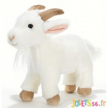 PELUCHE CHEVRE BLANCHE BEBA 25CM - Jouets56.fr - Magasin jeux et jouets dans Morbihan en Bretagne