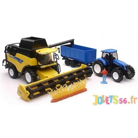 COFFRET MOISSONNEUSE BATTEUSE AVEC TRACTEUR ET REMORQUE 1.32E - Jouets56.fr - Magasin jeux et jouets dans Morbihan en Bretagne