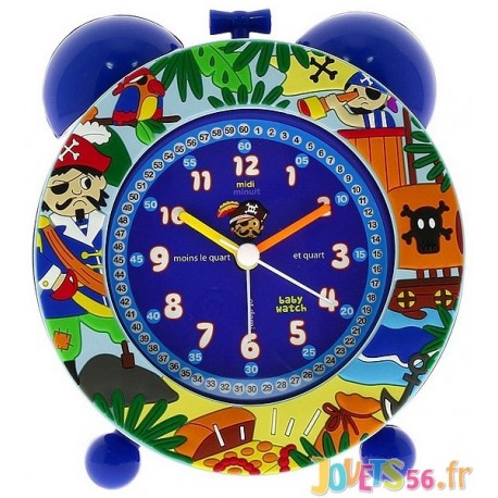 REVEIL SILENCIEUX BLEU PIRATES - Jouets56.fr - Magasin jeux et jouets dans Morbihan en Bretagne