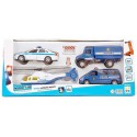COFFRET 4 VEHICULES SECOURS ET ACCESSOIRES POLICE OU POMPIER