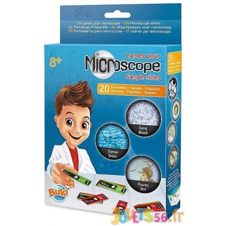 LAMES POUR MICROSCOPE AVEC 20 ECHANTILLONS - Jouets56.fr - Magasin jeux et jouets dans Morbihan en Bretagne