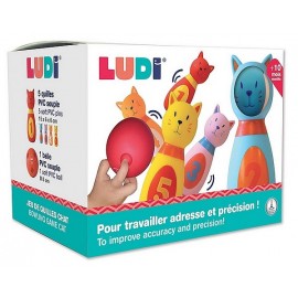 JEU DE QUILLES CHAT 5 QUILLES ET UNE BALLE PLASTIQUE SOFT - Jouets56.fr - Magasin jeux et jouets dans Morbihan en Bretagne