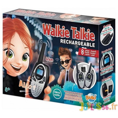 TALKIE WALKIE RECHARGEABLE 8 CANAUX PORTEE 4KM - Jouets56.fr - Magasin jeux et jouets dans Morbihan en Bretagne