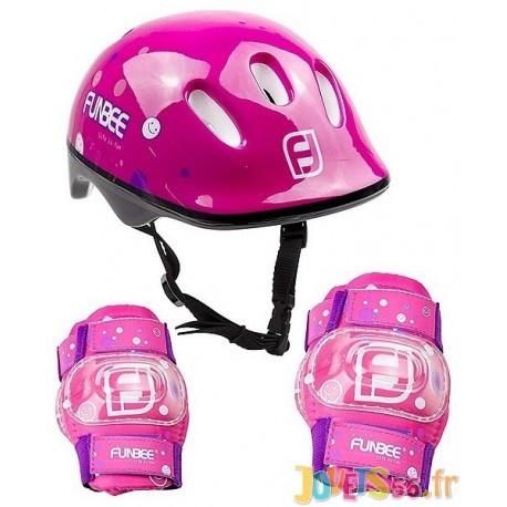 CASQUE ROSE AVEC PROTECTIONS COUDIERES GENOUILLERES FILLE - Jouets56.fr - Magasin jeux et jouets dans Morbihan en Bretagne