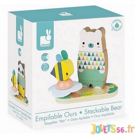 OURS EMPILABLE BOIS GAMME PURE - Jouets56.fr - Magasin jeux et jouets dans Morbihan en Bretagne