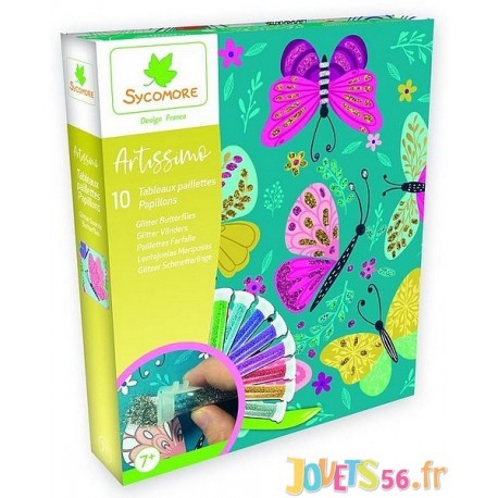 COFFRET PAILLETTES PAPILLONS ARTISSIMO 10 TABLEAUX - Jouets56.fr - Magasin jeux et jouets dans Morbihan en Bretagne