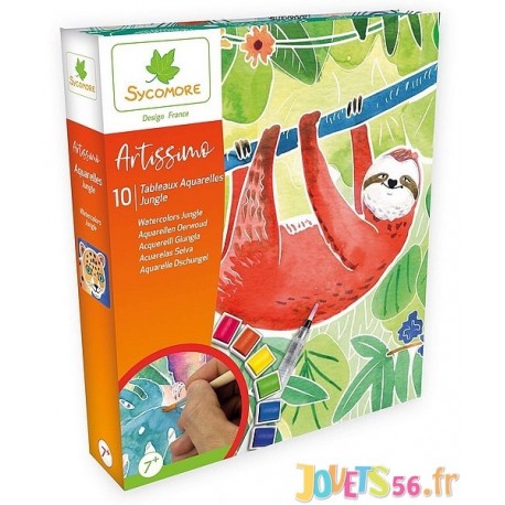 COFFRET AQUARELLE JUNGLE ARTISSIMO 10 TABLEAUX - Jouets56.fr - Magasin jeux et jouets dans Morbihan en Bretagne