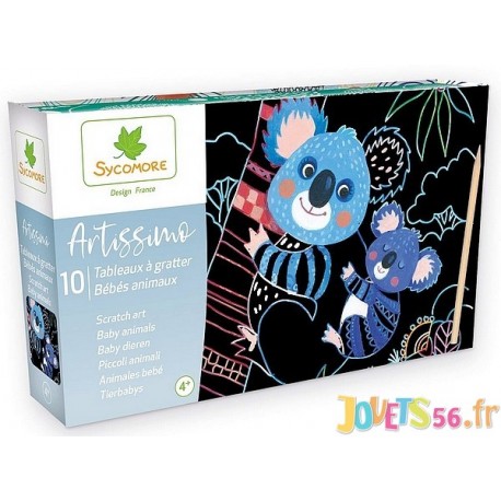 BOITE SCRATCH ART BEBE ANIMAUX ARTISSIMO 10 TABLEAUX - Jouets56.fr - Magasin jeux et jouets dans Morbihan en Bretagne