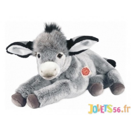 PELUCHE ANE GRIS COUCHE 50CM - Jouets56.fr - Magasin jeux et jouets dans Morbihan en Bretagne