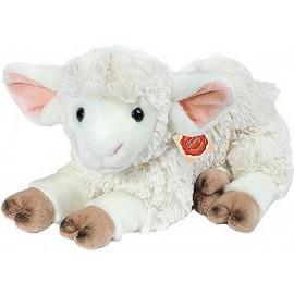 PELUCHE AGNEAU BLANC COUCHE 35CM - Jouets56.fr - Magasin jeux et jouets dans Morbihan en Bretagne