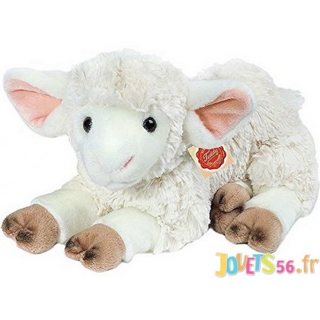PELUCHE AGNEAU BLANC COUCHE 35CM - Jouets56.fr - Magasin jeux et jouets dans Morbihan en Bretagne