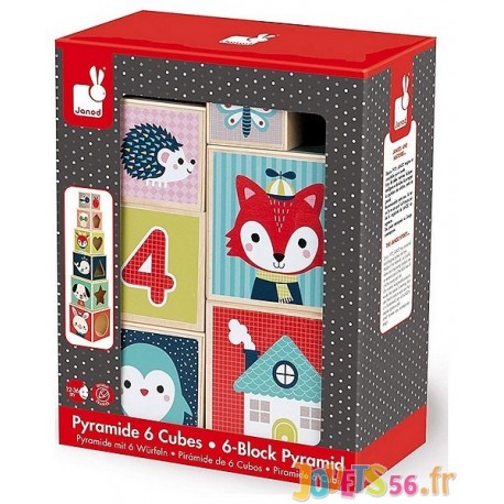 PYRAMIDE 6 CUBES BOIS BABY FOREST - Jouets56.fr - Magasin jeux et jouets dans Morbihan en Bretagne