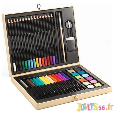 BOITE DE COULEURS 47 PIECES POUR DESSINER ET COLORIER - Jouets56.fr - Magasin jeux et jouets dans Morbihan en Bretagne