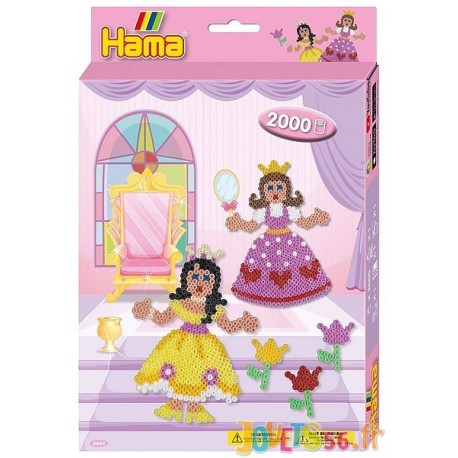 BOITE PRINCESSES 2000 PERLES HAMA MIDI AVEC PLAQUE - Jouets56.fr - Magasin jeux et jouets dans Morbihan en Bretagne