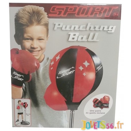 PUNCHING BALL SUR PIED 90A130CM AVEC GANTS - Jouets56.fr - LiloJouets - Magasins jeux et jouets dans Morbihan en Bretagne