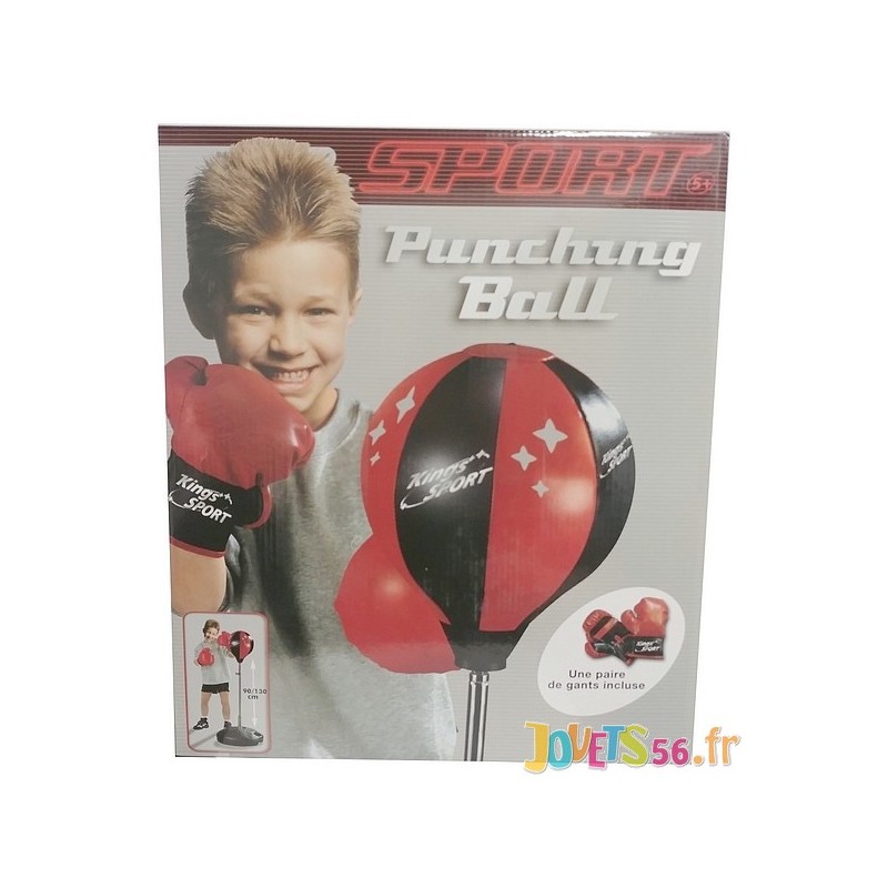 Punching ball sur pied 90a130cm avec gants 