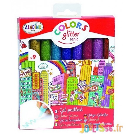 9 FEUTRES GEL PAILLETES COLORS GLITTER TONIC - Jouets56.fr - LiloJouets - Magasins jeux et jouets dans Morbihan en Bretagne