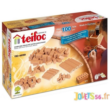 BOITE MATERIAUX EN BRIQUES 100PCES TEIFOC - Jouets56.fr - LiloJouets - Magasins jeux et jouets dans Morbihan en Bretagne