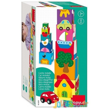 CUBES EMPILABLES AVEC VOITURE - Jouets56.fr - LiloJouets - Magasins jeux et jouets dans Morbihan en Bretagne