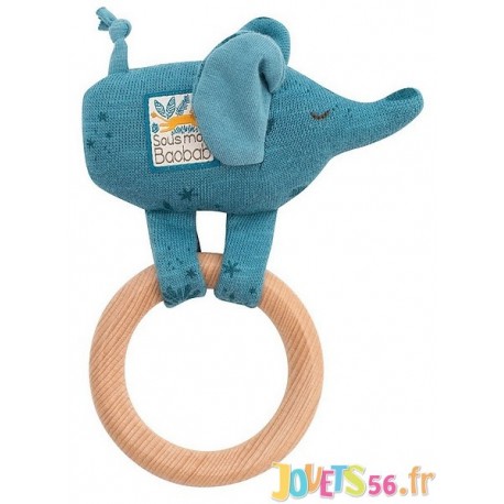 ANNEAU HOCHET BOIS ELEPHANT SOUS MON BAOBAB - Jouets56.fr - LiloJouets - Magasins jeux et jouets dans Morbihan en Bretagne