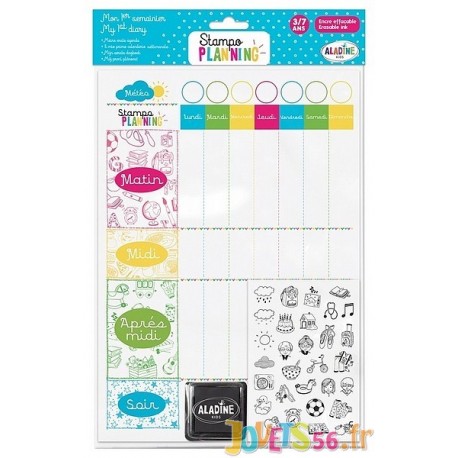 STAMPO PLANNING MON 1ER SEMAINIER TAMPONS ENCRE EFFACABLE - Jouets56.fr - LiloJouets - Magasins jeux et jouets dans Morbihan en 