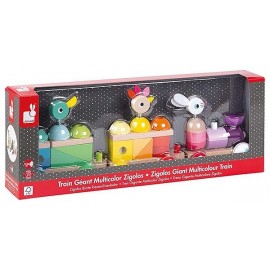 TRAIN GEANT MULTICOLOR ZIGOLOS BOIS - Jouets56.fr - LiloJouets - Magasins jeux et jouets dans Morbihan en Bretagne