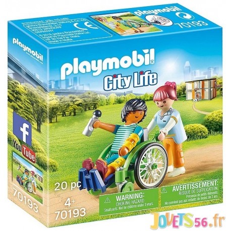 70193 PATIENT EN FAUTEUIL ROULANT PLAYMOBIL CITY LIFE - Jouets56.fr - LiloJouets - Magasins jeux et jouets dans Morbihan en Bret