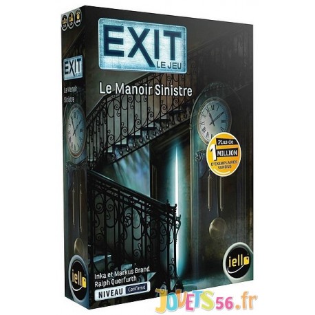 JEU EXIT LE MANOIR SINISTRE ESCAPE GAME NIVEAU CONFIRME - Jouets56.fr - LiloJouets - Magasins jeux et jouets dans Morbihan en Br