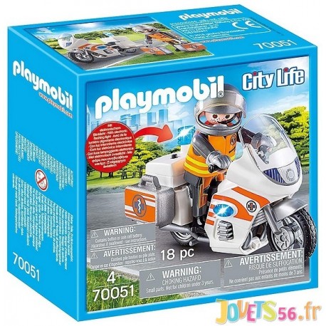 70051 URGENTISTE ET MOTO PLAYMOBIL CITY LIFE - Jouets56.fr - LiloJouets - Magasins jeux et jouets dans Morbihan en Bretagne