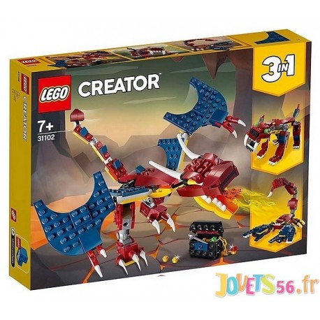 31102 LE DRAGON DE FEU LEGO CREATOR 3EN1-LiloJouets-Magasins jeux et jouets dans Morbihan en Bretagne