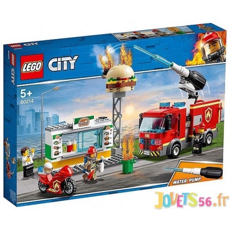 60214 INTERVENTION DES POMPIERS AU RESTAURANT DE BURGERS LEGO CITY-LiloJouets-Magasins jeux et jouets dans Morbihan en Bretagne