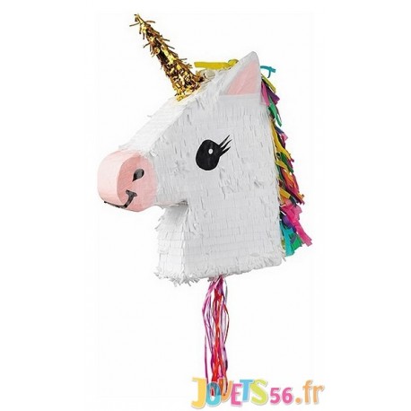 PINATA TETE DE LICORNE AVEC BATON ET 20 PETITS JOUETS-LiloJouets-Magasins jeux et jouets dans Morbihan en Bretagne