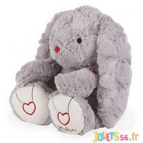 Chat Peluche couché tigré gris, 37cm [Jouet]