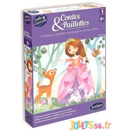 LES PRINCESSES CONTES ET PAILLETTES COFFRET 4 TABLEAUX AVEC CONTES-LiloJouets-Magasins jeux et jouets dans Morbihan en Bretagne