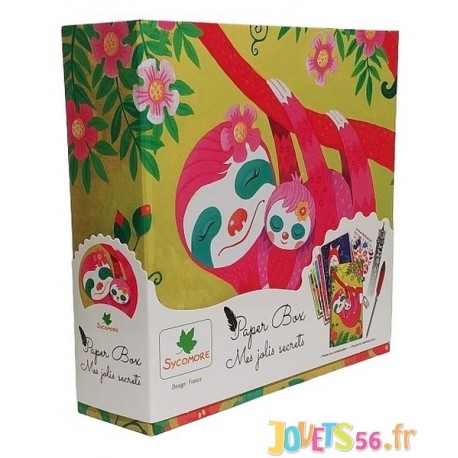 PAPER BOX PARESSEUX MES JOLIS SECRETS AVEC JOURNAL INTIME-LiloJouets-Magasins jeux et jouets dans Morbihan en Bretagne