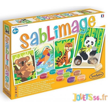 SABLIMAGE ANIMAUX EN DANGER 4 TABLEAUX 25X18CM-LiloJouets-Magasins jeux et jouets dans Morbihan en Bretagne