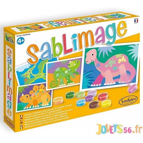 SABLIMAGE DINOSAURES COFFRET 4 TABLEAUX 25X18CM-LiloJouets-Magasins jeux et jouets dans Morbihan en Bretagne