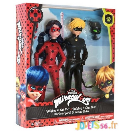 PACK 2 POUPEES MIRACULOUS 26CM LADYBUG ET CHAT NOIR-LiloJouets-Magasins jeux et jouets dans Morbihan en Bretagne