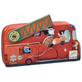 PUZZLE CAMION POMPIER 16 PIECES SILHOUETTE-LiloJouets-Magasins jeux et jouets dans Morbihan en Bretagne