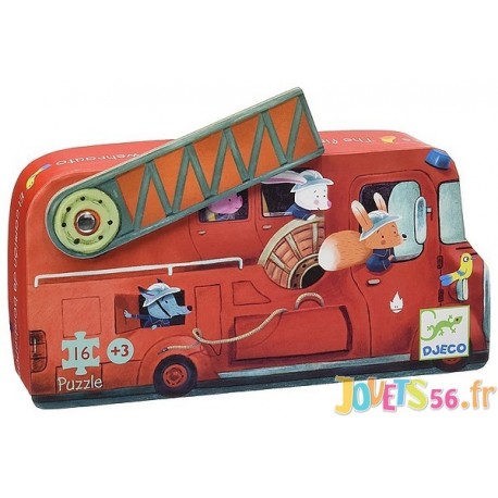 PUZZLE CAMION POMPIER 16 PIECES SILHOUETTE-LiloJouets-Magasins jeux et jouets dans Morbihan en Bretagne