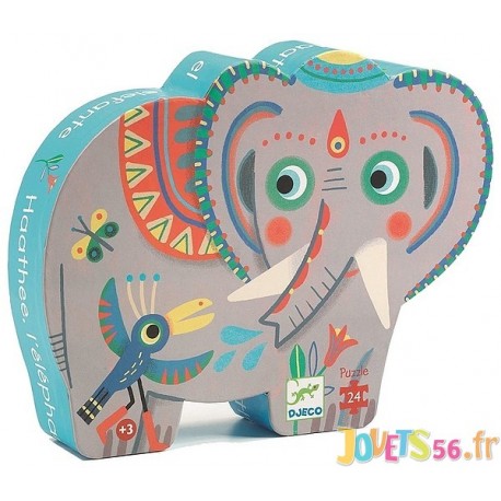 PUZZLE ELEPHANT D'ASIE 24 PCES SILHOUETTE-LiloJouets-Magasins jeux et jouets dans Morbihan en Bretagne