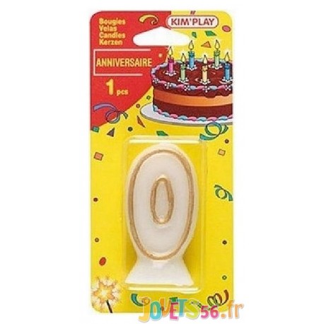 BOUGIE CHIFFRE 0 TAILLE 8CM POUR ANNIVERSAIRE-LiloJouets-Magasins jeux et jouets dans Morbihan en Bretagne