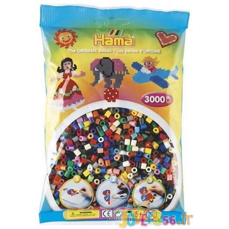 SACHET 3000 PERLES HAMA 22 COULEURS-LiloJouets-Magasins jeux et jouets dans Morbihan en Bretagne