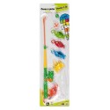 CANNE A PECHE 41CM ET 6 POISSONS 7CM EN PLASTIQUE