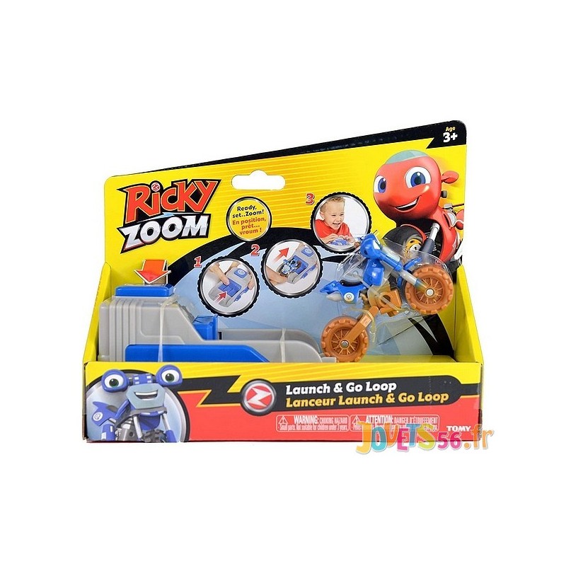 Moto loop bleue avec lanceur ricky zoom 