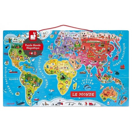 PANNEAU PUZZLE MONDE MAGNETIQUE 70X43CM-LiloJouets-Morbihan-Bretagne